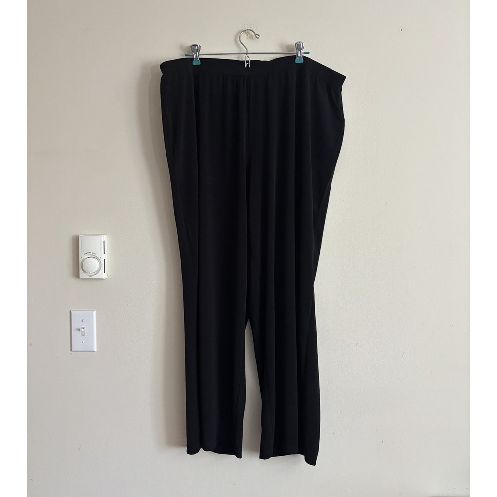 NWT Ulla Popken US 24/26 XXXL Wide‎ Leg Pants Black Pull On Elastic Chic Neutral
